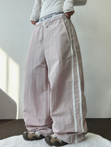 LOW-RISE NYLON TRACK WIDE PANTS 🖤🤎🩷💙4COLOR