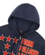 Star Lettering Patch Hoodie Zip-Up - Navy