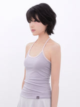 ストライプツートンホルターネックトップ(PINKGREY)