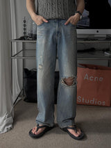 ASCLO Salted Damage Cut Denim Pants (52261)