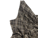 ワンショルダーシャーリングブラウス_CHECK BROWN