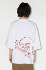 Loose and breathable short-sleeved white T-shirt for summer in a large size.