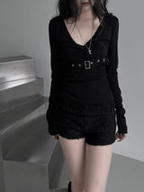 belted wrap V-neck T (2color)