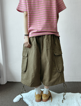 Down Loaf Two-Style Pigment Balloon Cargo Bermuda Shorts 3color