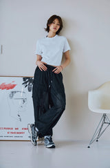 26SS★ Washed Balloon Cargo Denim Pants