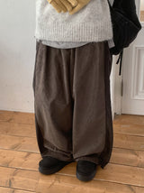 25FW★ [BAONHAUS] セルンカラーマッチングコーデュロイワイドパンツ