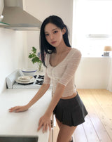 イゼット ボタン プリーツ ミニ スカート