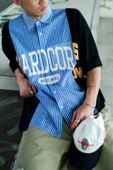 "COLLEGE" RECONSTRUCTED SHIRT COLLAR S/S T-SHIRT