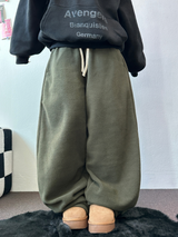 TEDDY FLEECE🤎🐻 S-L🧸3SIZE LONG WIDE HEATER PANTS 🤎💙💚3COLOR