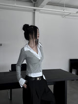 basic shirt layered cardigan (2color)