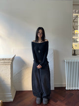 Rough Muse Tassel Ball Stud Wide Long Denim Pants