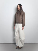 Crack Leather Biker Jacket_Beige