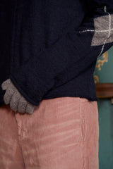 ARGYLE ZIP-UP KNIT / NAVY