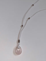 rose quarts vintage leather necklace