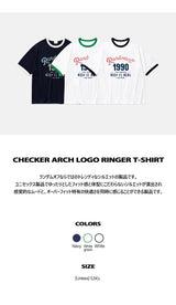 チェッカー アーチ ロゴ リンガー Tシャツ(3color)