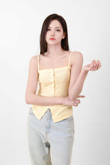 Button Sleeveless Top Yellow