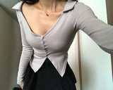 キッツフィットディープVネックBL /トップ