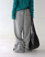 Punching eyelet string wide pants
