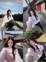 Angora wide shoulder loose fit knitwear