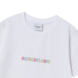 25SS COLOR LOGO HEM LINE CROP SHORT SLEEVE T-SHIRT WHITE