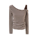Mono Uneven Stripe Shoulder T-shirt 233503722