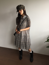 Cold check collar dress (2color) 