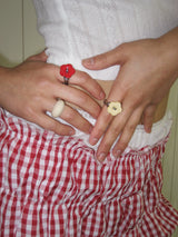  Sewing Button Ring (Flower, Red) 