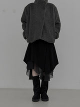 Mocha high-neck fur half coat
