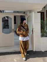[Mink Brushed] Trust velvet corduroy crop hood pants SET