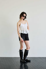 RIBBON JERSEY TRACK MICRO SHORTS / BLACK