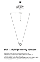Star Stamping Ball Long Necklace