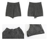 Wool charcoal oversized knit pants two-piece set