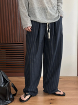 [Unisex] Linen stripe banding pants(2color)