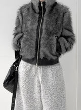 Wolf Two-Tone Leather Fur Jumper