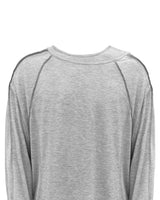 アンバランスネックラインスラッシュカットレイヤードTシャツ(グレー)