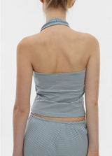 [B-BASIC] Summer Stripe Halter Sleeveless