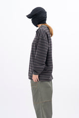 Juk Collar Stripe Pigment Long Sleeve T-Shirt