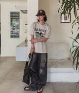 Portina Damage Wide Denim Pants
