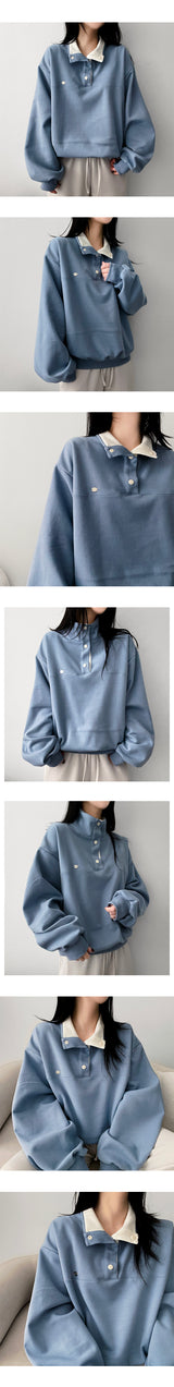 P.V. badge color button sweatshirt