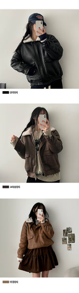 Shuntz woolen collar suede jacket