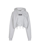 8287 Center Logo Vintage Crop Hoodie (White)