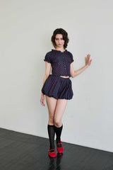 MINI HEART TWO WAY BLOUSE / NAVY