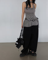 scarf set stripe frill mini-dress