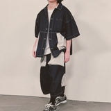 reverse terry pocket denim capri shorts_blue