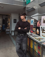 コーンマッスルフィットヘンリーネックロングスリーブTシャツ