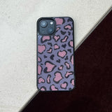 [MADE][Glass Bumper Case] Heart Leopard Drawing Case ⋆ Pink Gray