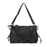 Belted Washing Leather Bag (Black) F25QE990