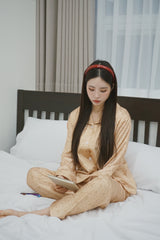 gold silk dot pajama set