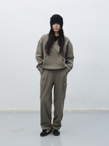 stitch cargo sweat pants - grey         