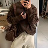  Isabelle Vienna V-Neck Loose Fit Ribbed Long Sleeve Knit